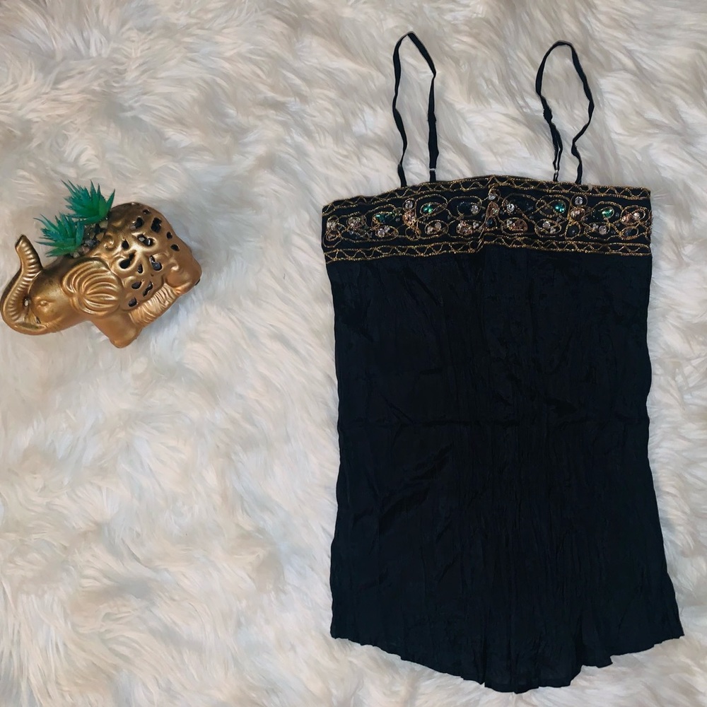 NWOT ETC. Beautiful Black Boho Cami Tops